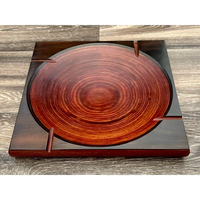 Unique 1960's Modernist layered & pressed Birchwood and resin "target" ashtray or catchall by Shur Wood designs. Designed...