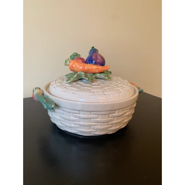 Fitz and Floyd Vintage Fitz & Floyd Trompe L’Oeil Basket Casserole Dish For Sale - Image 4 of 13