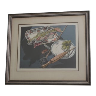 Jack Beal Framed Still Life of Fish & Rod Lithograph Signed & Numbered For Sale