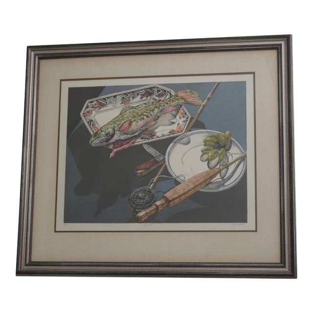 Jack Beal Framed Still Life of Fish & Rod Lithograph Signed & Numbered For Sale