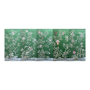Floral Chinoiserie Mural Hand Painted Wallpaper - 5 Panels