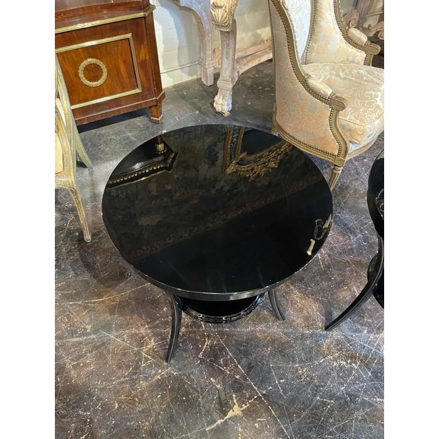 Art Deco Style Piano Black Side Table For Sale - Image 4 of 8