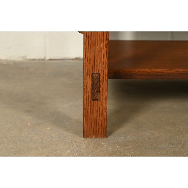 Stickley Mission Oak Arts & Crafts Two-Tier Tile Top Spindle Coffee Table For Sale - Image 10 of 15