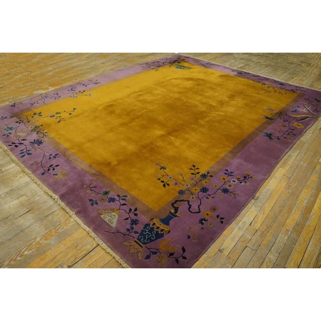 1920s Chinese Art Deco Carpet by Nichols Workshop ( 9' x 11' 6'' - 275 x 350 ) Antique Art Deco Room Size Wool Orange,...