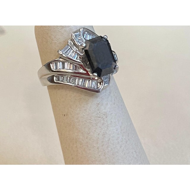 1 Carat Solitaire Emerald Cut Black Diamond Ring/Band 18 Karat White Gold For Sale - Image 13 of 18