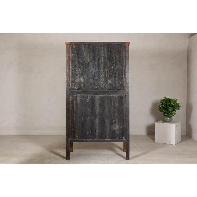 Late Qing Dynasty Elm Armoire with Storage Drawers and Hidden Lower Compartment For Sale - Image 4 of 12