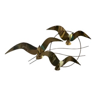 1960s Vintage Brass Bird Wall Sculpture Attributed to Curtis Jere For Sale
