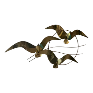 1960s Vintage Brass Bird Wall Sculpture Attributed to Curtis Jere