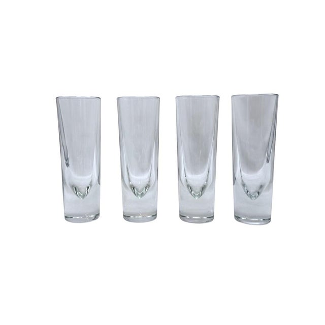 Elegant set of 4 Carlo Moretti bullet glasses with a sleek, clear crystal design. Perfect for serving beverages with a...