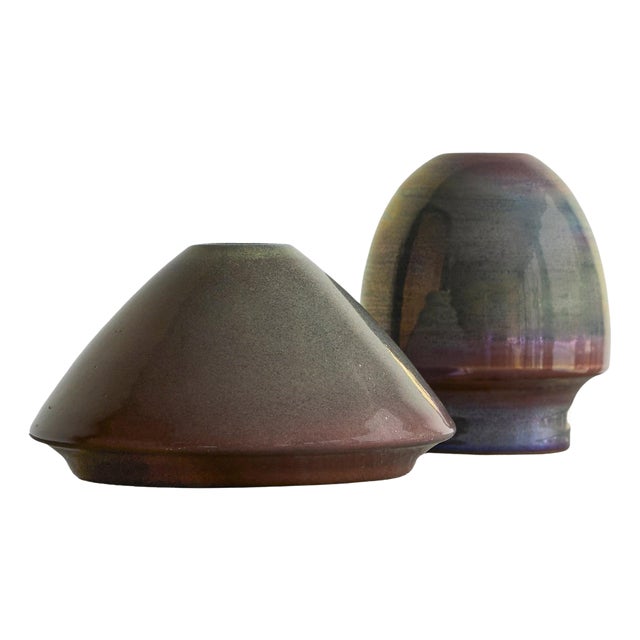 Joke Stroes Luster Glazed Studio Pottery Objects for Mobach, 1970s, Set of 2 For Sale