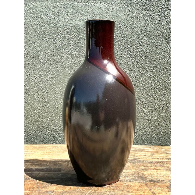 Ceramic Vintage Two Tine Pottery Vase For Sale - Image 7 of 12