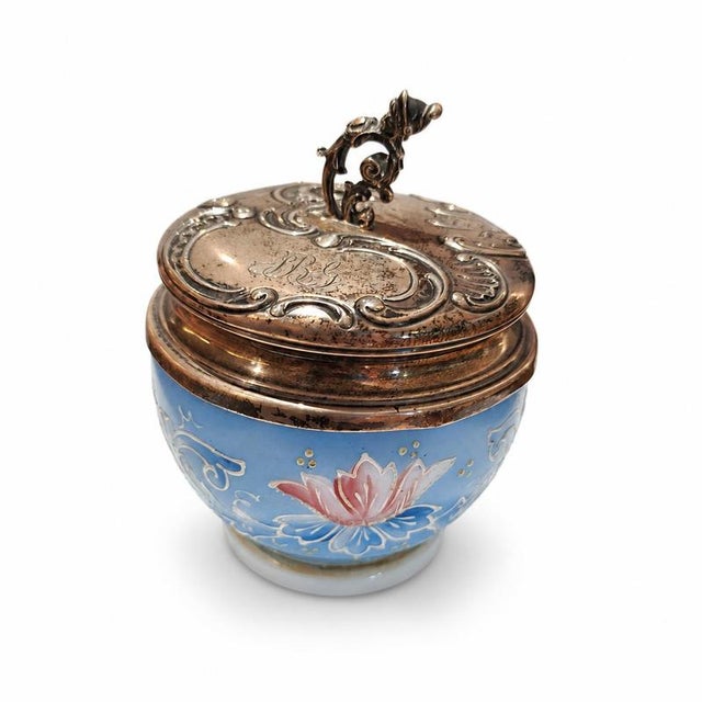 19th Century Opaline Glass and Silver Dressing Jar For Sale - Image 3 of 9