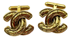 1980s Chanel Rare Vintage Gold Plated CC Quilted Cufflinks, A Pair