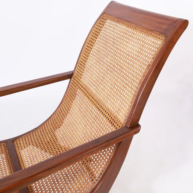 Wood Pair of Antique Caned British Colonial Planters Chairs For Sale - Image 7 of 11