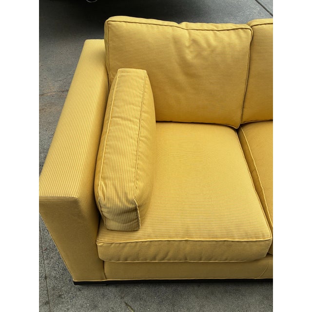 Baker Furniture Modern Tuxedo Sofa in Golden Corduroy – Hollywood Regency Style For Sale - Image 9 of 11