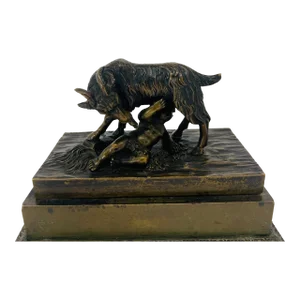 French Bronze "Looking for Milk" Inkwell Circa 1880 Style of Henri Picard