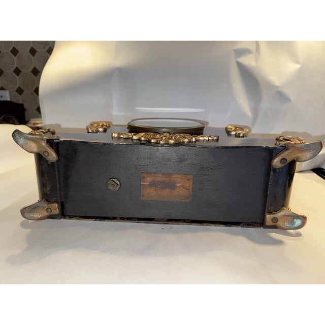 Antique Waterbury Black Mantel Clock “Werra” Model With Open Escapement For Sale In Los Angeles - Image 6 of 10