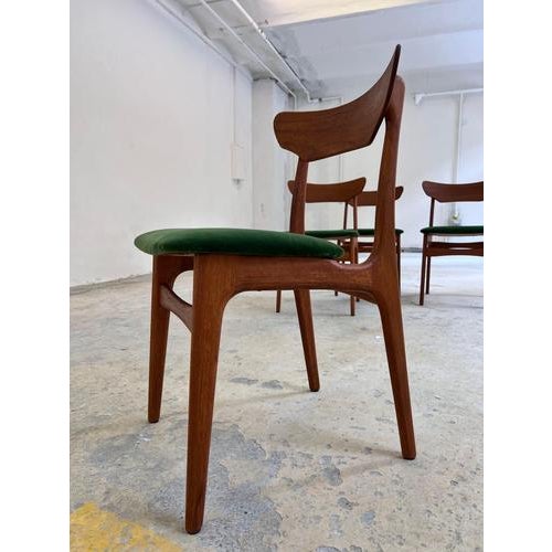 These four upholstered chairs from Schiønning & Elgaard bring authentic Danish style to your dining area. Made for Randers...