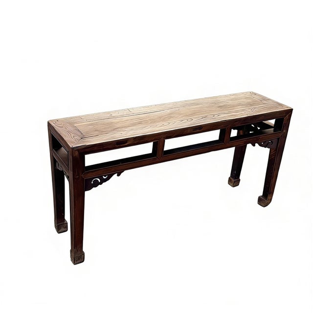 Chinese Vintage Chinese 41" Elm Wood Bench For Sale - Image 3 of 3