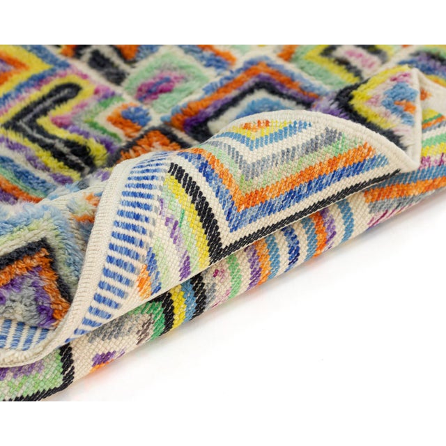 2020s Vibrant Multicolor Hand-Knotted Wool Runner | 13'0" X 2'10" | One of a Kind For Sale - Image 5 of 9