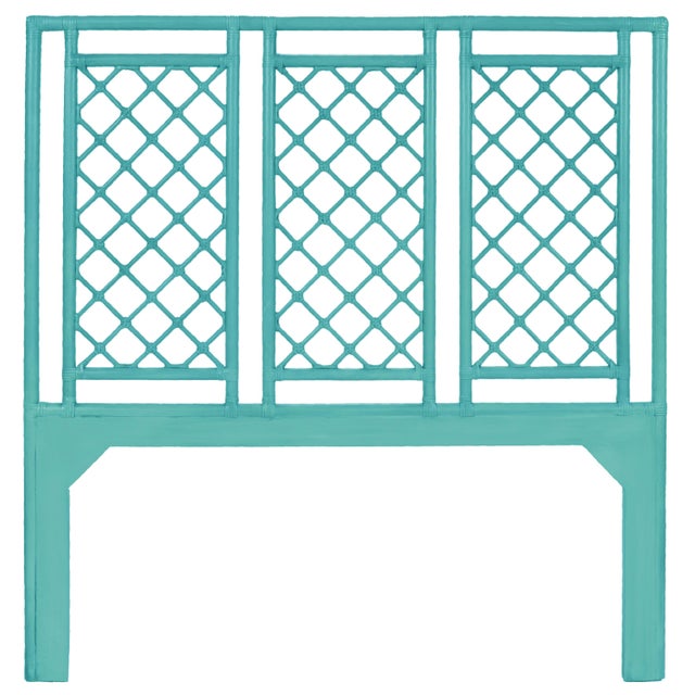 Coastal X & Diamond Platform Bed Queen, Turquoise For Sale - Image 3 of 7