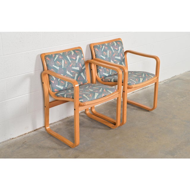 Loewenstein Modern Bent Beechwood Sled Leg Lounge Chairs, Pair For Sale - Image 15 of 15