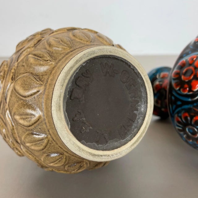 Multi-Color Fat Lava Op Art Pottery Vase from Bay Ceramics Germany, 1960s, Set of 2 For Sale - Image 15 of 17
