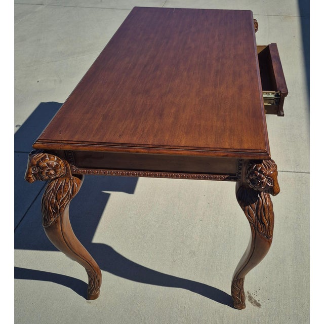 Late 20th Century Georgian-Style Carved Wood Writing Desk For Sale - Image 4 of 17