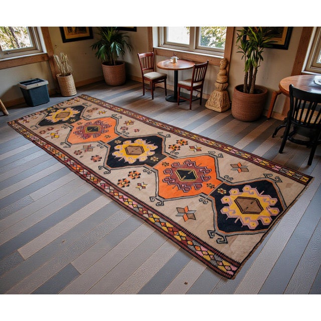 Contemporary Vintage Turkish Kilim Rug Hand Woven Tribal Large Runner Rug - Neutral Earth Tone 4'4" X 12'10" For Sale - Image 3 of 18