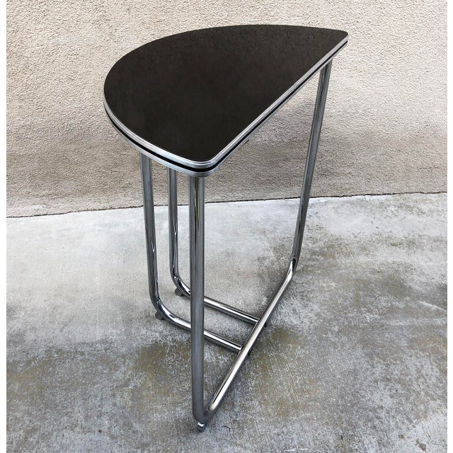 Metal Bauhaus Chrome and Black Laminate Console Table by Royalchrome, Circa 1930s For Sale - Image 7 of 9