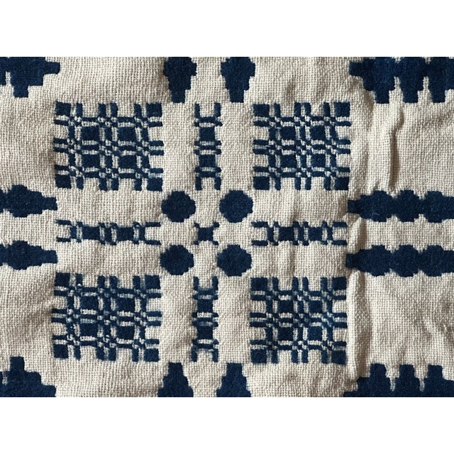 Antique 19th Century Hand Loom Woven Blue and White Coverlet For Sale - Image 16 of 16