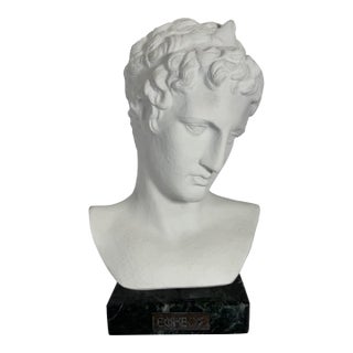 Mid 20th Century Greek Revival Bust of Eros on Marble Base For Sale
