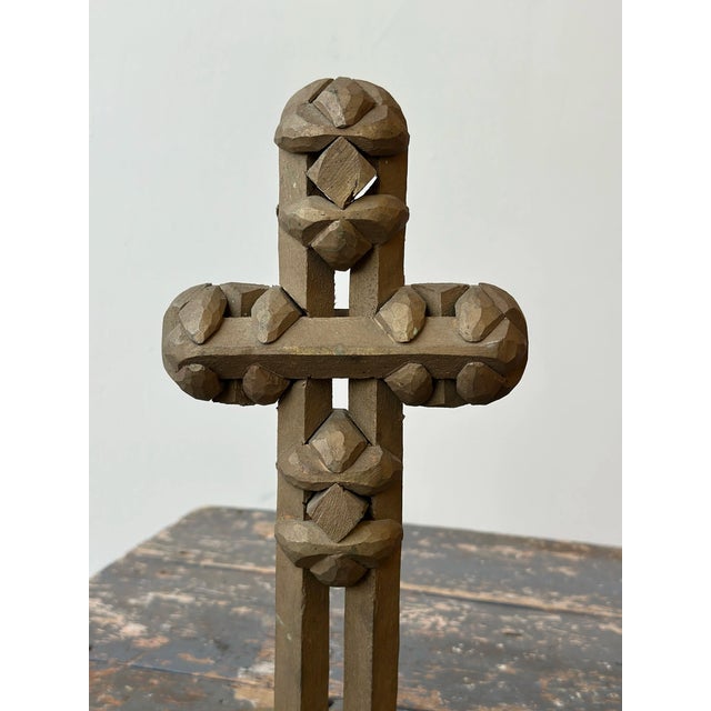 Mid 20th Century Vintage Tramp Art Puzzle Gilt Cross, Circa Mid 20th Century For Sale - Image 5 of 12