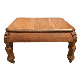 Antique Quarter Sawn Oak Caster Table/Plant Stand For Sale
