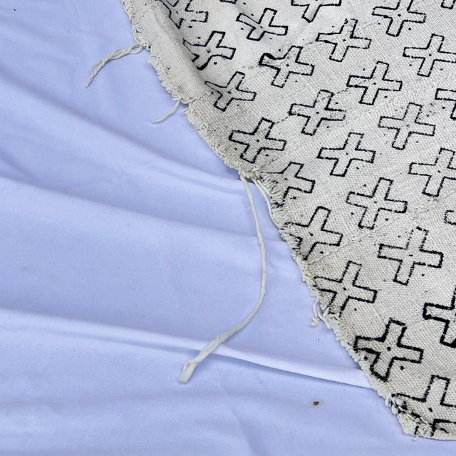 White Early 20th Century White and Black Mudcloth Textile Mali 64 x 40 For Sale - Image 8 of 10