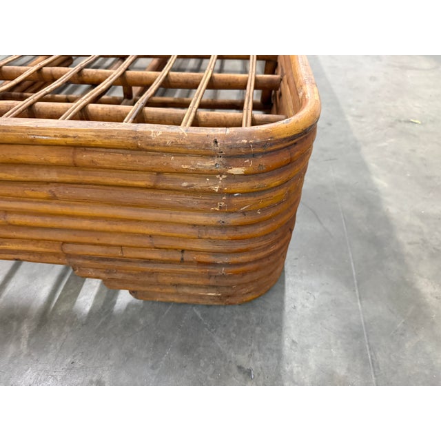 Mid-Century Modern 1950's Stacked Rattan Bed, Full Size For Sale - Image 3 of 12