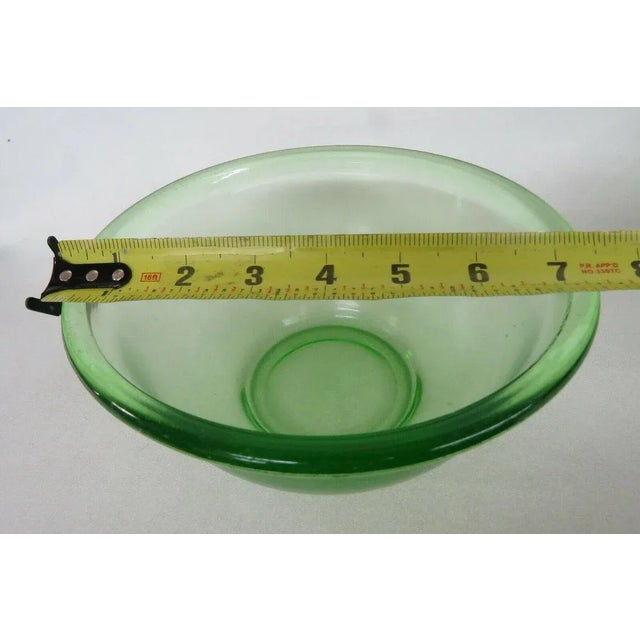 Hazel Atlas Green Uranium Depression Glass Set of 2 Nesting Mixing Bowls For Sale In Miami - Image 6 of 11