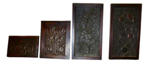 Carved Oak Door Panels, Set of 4