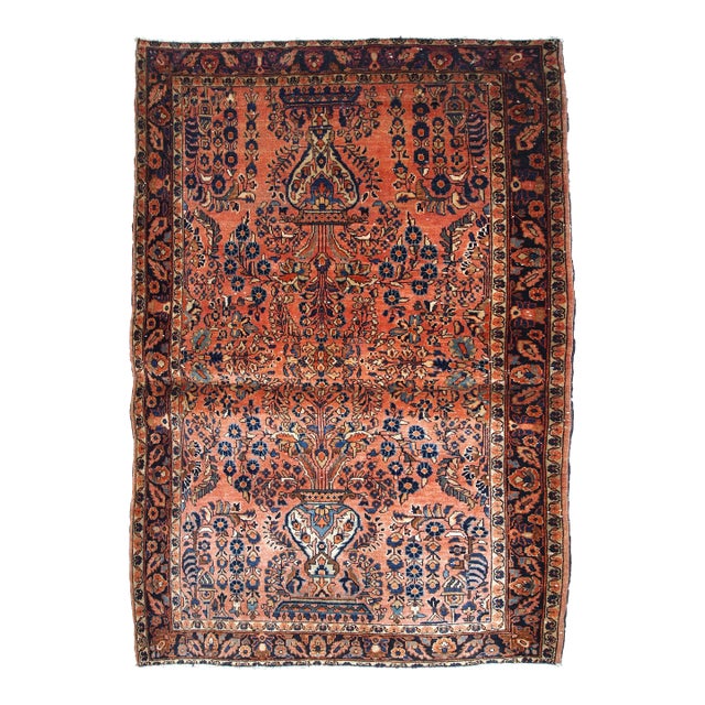 1920s, Handmade Antique Persian Sarouk Rug 3.6' X 5.4' For Sale