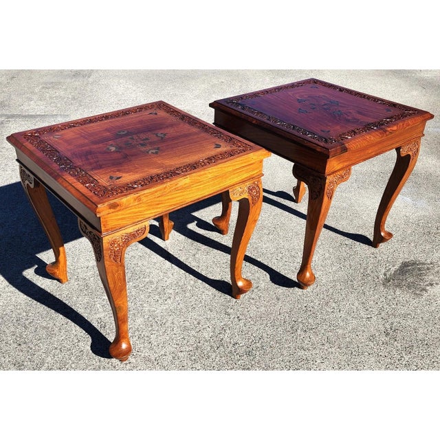 Anglo Indian Walnut Side Tables Pair For Sale - Image 9 of 11