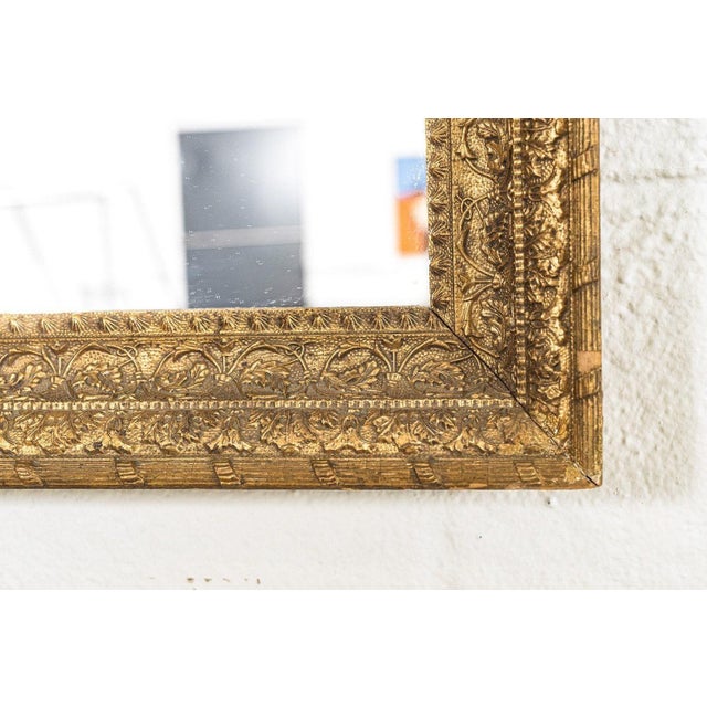 Gold Vintage Antique Ornate Gold Decorative Hanging Wall Mirror For Sale - Image 8 of 9