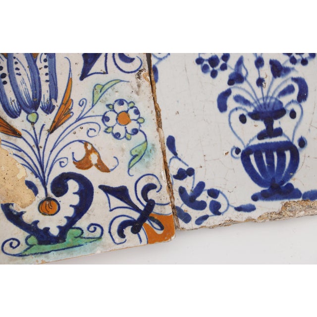 Blue 17th-18th Century Set of Two Delft Tiles, Earthenware For Sale - Image 8 of 12
