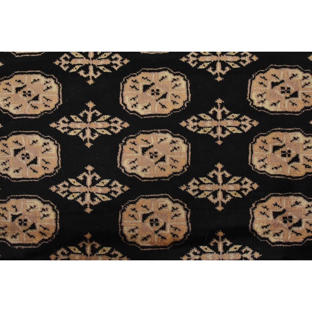 Bokhara Rug 9’1” X 12’1” Black Wool Tribal Hand-Knotted Oriental Carpet For Sale - Image 9 of 13