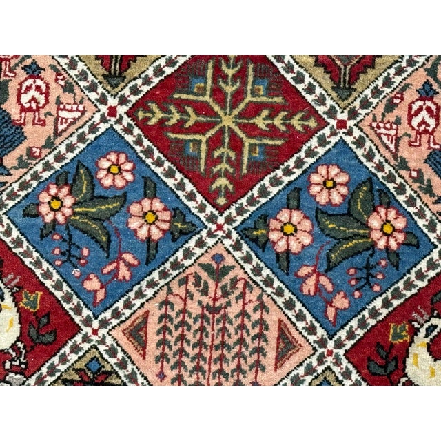 Late 20th Century 4ft 7in × 6ft 10in Persian Bakhtiari-Style Kheshti Garden Panel Wool Rug, Vintage For Sale - Image 5 of 12