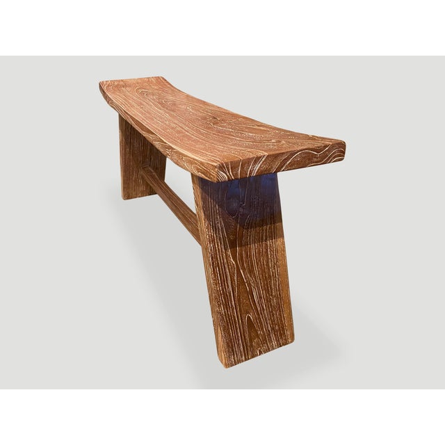 Andrianna Shamaris Minimalist Teak Wood Bench For Sale - Image 13 of 18