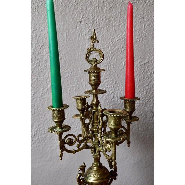 Napoleon III Baroque Brass Candlesticks, 1890s, Set of 2 For Sale - Image 5 of 13
