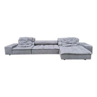 "Miami" Sectional Sofa by Paola Navone for Baxter Upholstered in Gray Leather For Sale