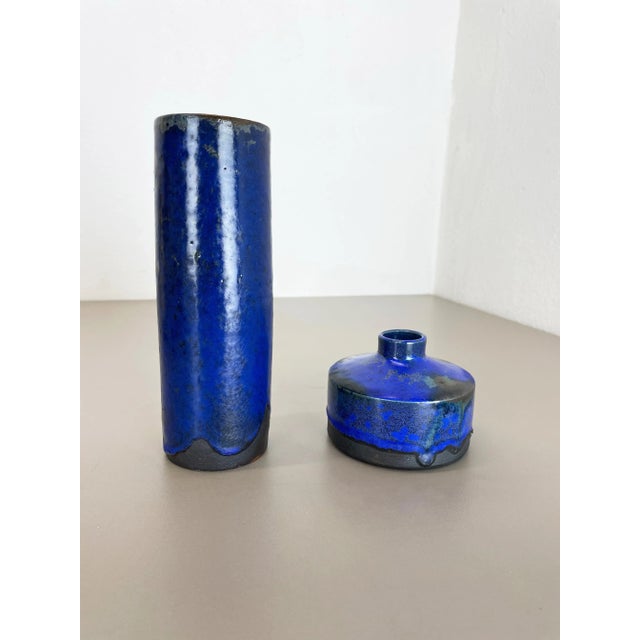Blue Ceramic Studio Vase from Gerhard Liebenthron, Germany, 1970s, Set of 2 For Sale - Image 3 of 18