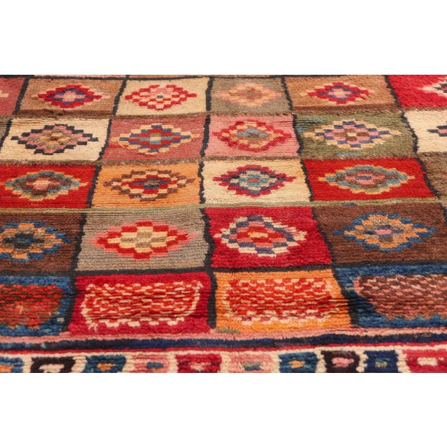 Mid 20th Century Vintage Persian Lori Checkerboard Rug - 06'02 X 08'09 For Sale - Image 5 of 9