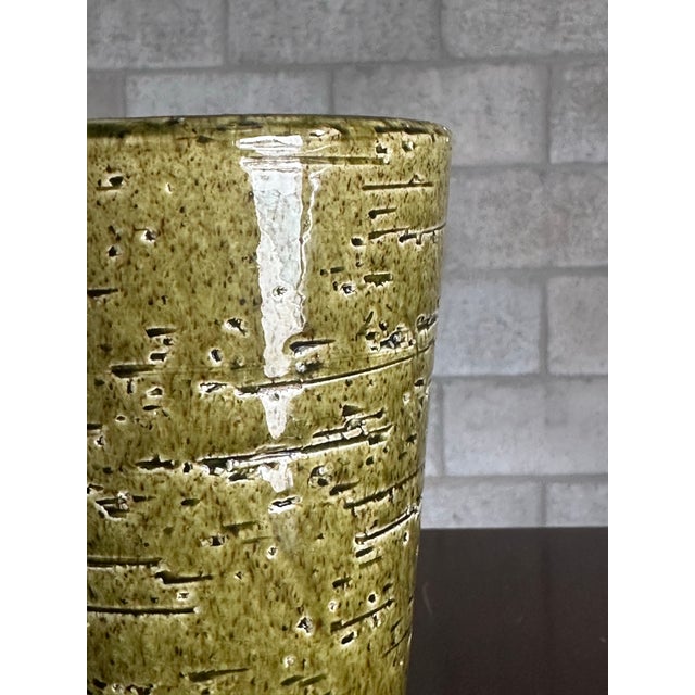 1960s Olive Green Speckled Vase Töreboda Sweden For Sale In Philadelphia - Image 6 of 7